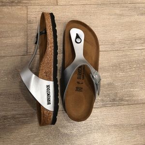 Never Worn Silver Birkenstock’s